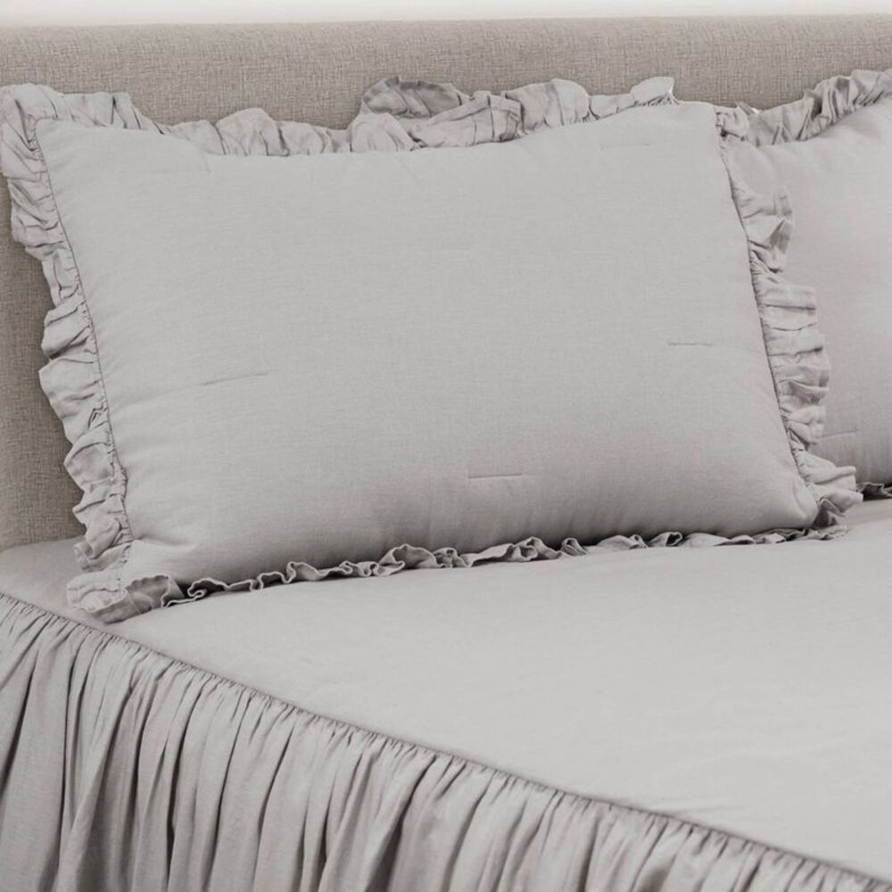 Lush Decor - 3pc Full/Queen Belgian Flax Prewashed Linen Rich C Gray - Picture 2 of 4
